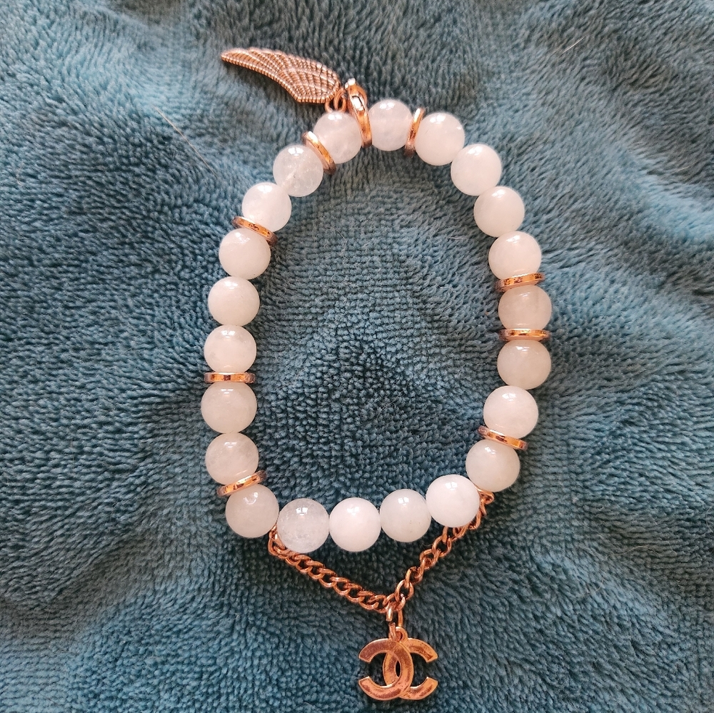 CC Rosegold White Bead Bracelet